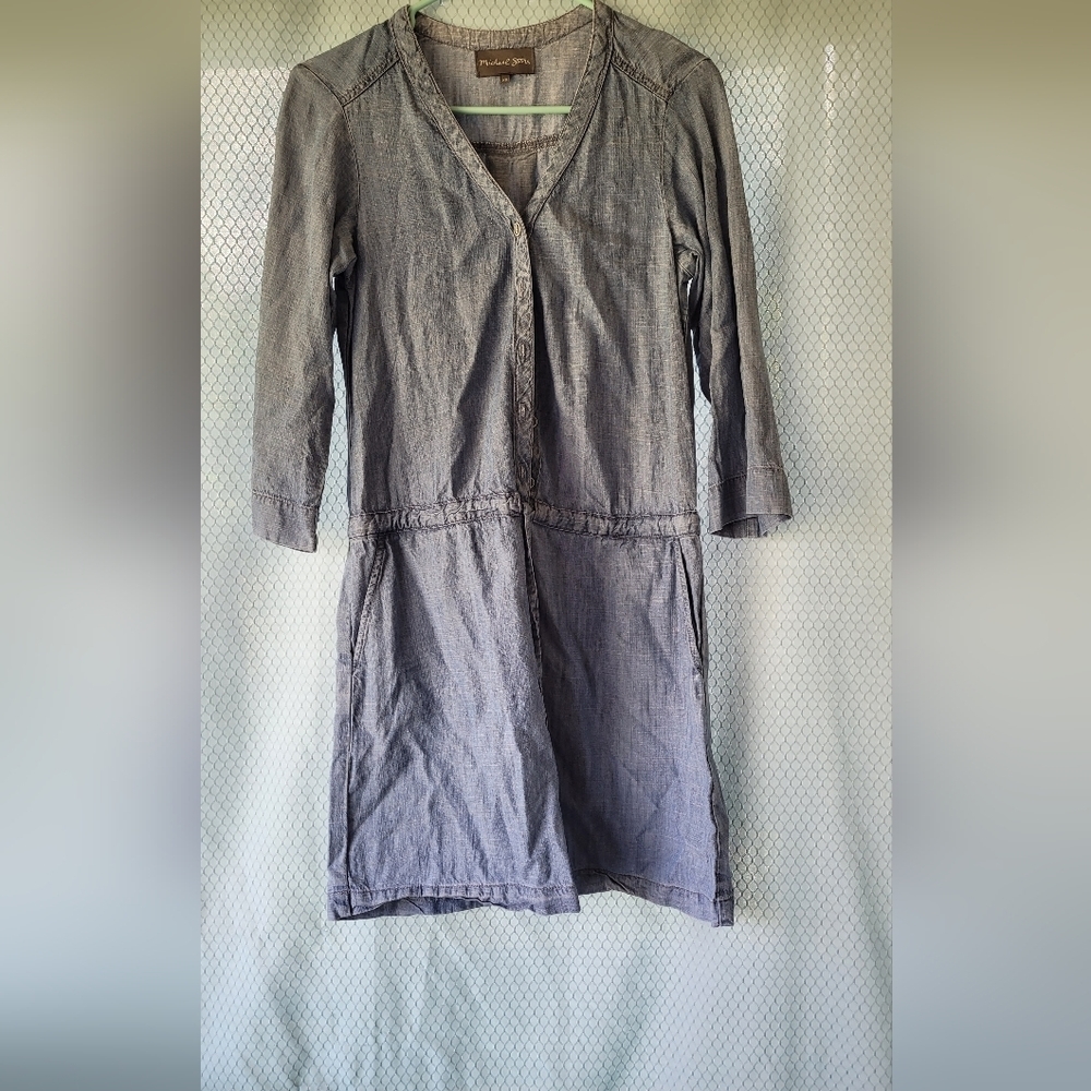 Michael Stars Chambray Denim Shirt Dress Tencel Linen Lightweight - Picture 2 of 5